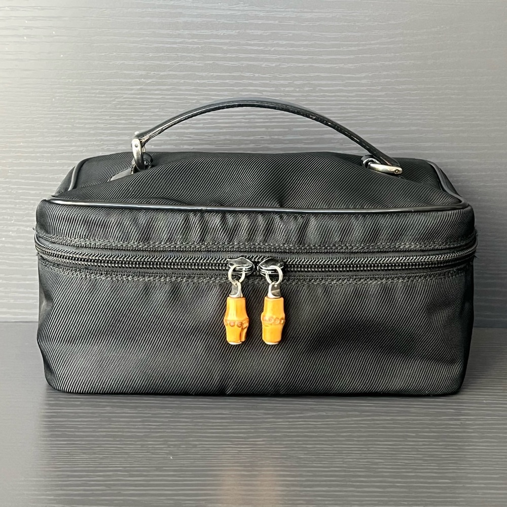Gucci Black Cosmetic Bag with Silver Accents